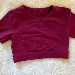 NVGTN Berry Colored Cropped Open Back Workout Top